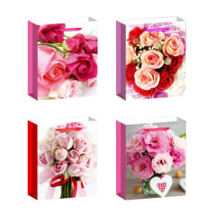 BOLSA DE REGALO ROSAS COLOR LISO 26X10X32CM | 12 UNID_