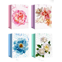 BOLSA DE REGALO DISEÑOS FLORES COLORES SURTIDOS  26X10X32CM | VENTA MAYORISTA