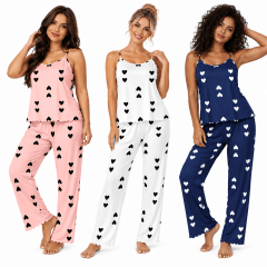 PIJAMA CONJUNTO PANTALON 2 PCS MUJER CORAZONES  L/XL