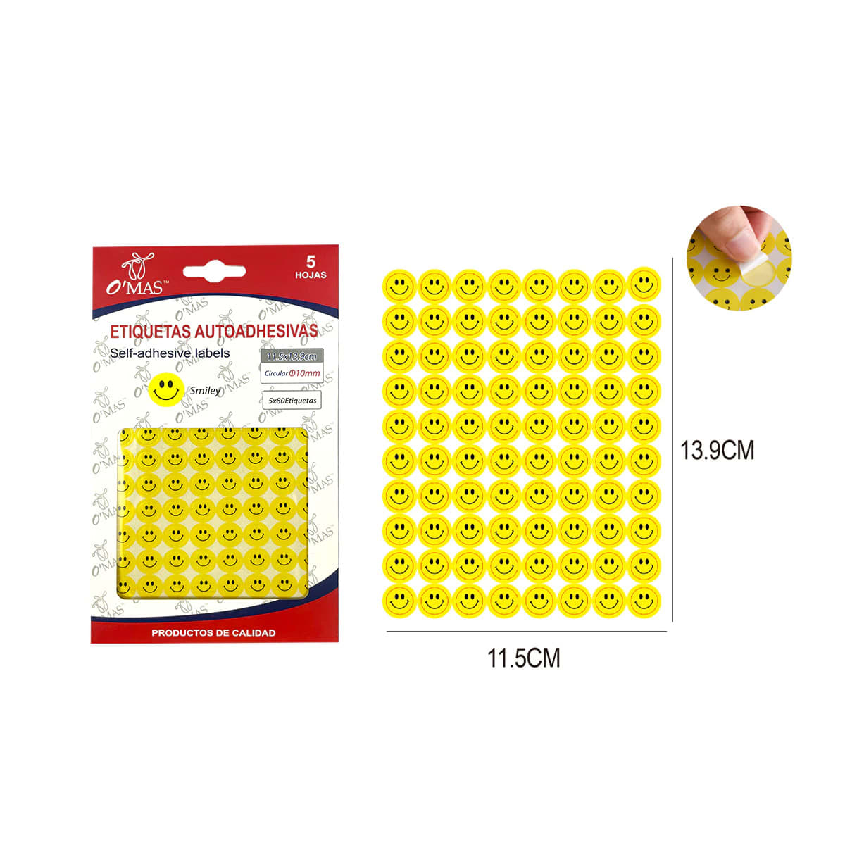 ETIQUETAS AUTOADHESIVA EMOJI AMARILLOS 10MM 5 HOJAS | 12 UNID 0