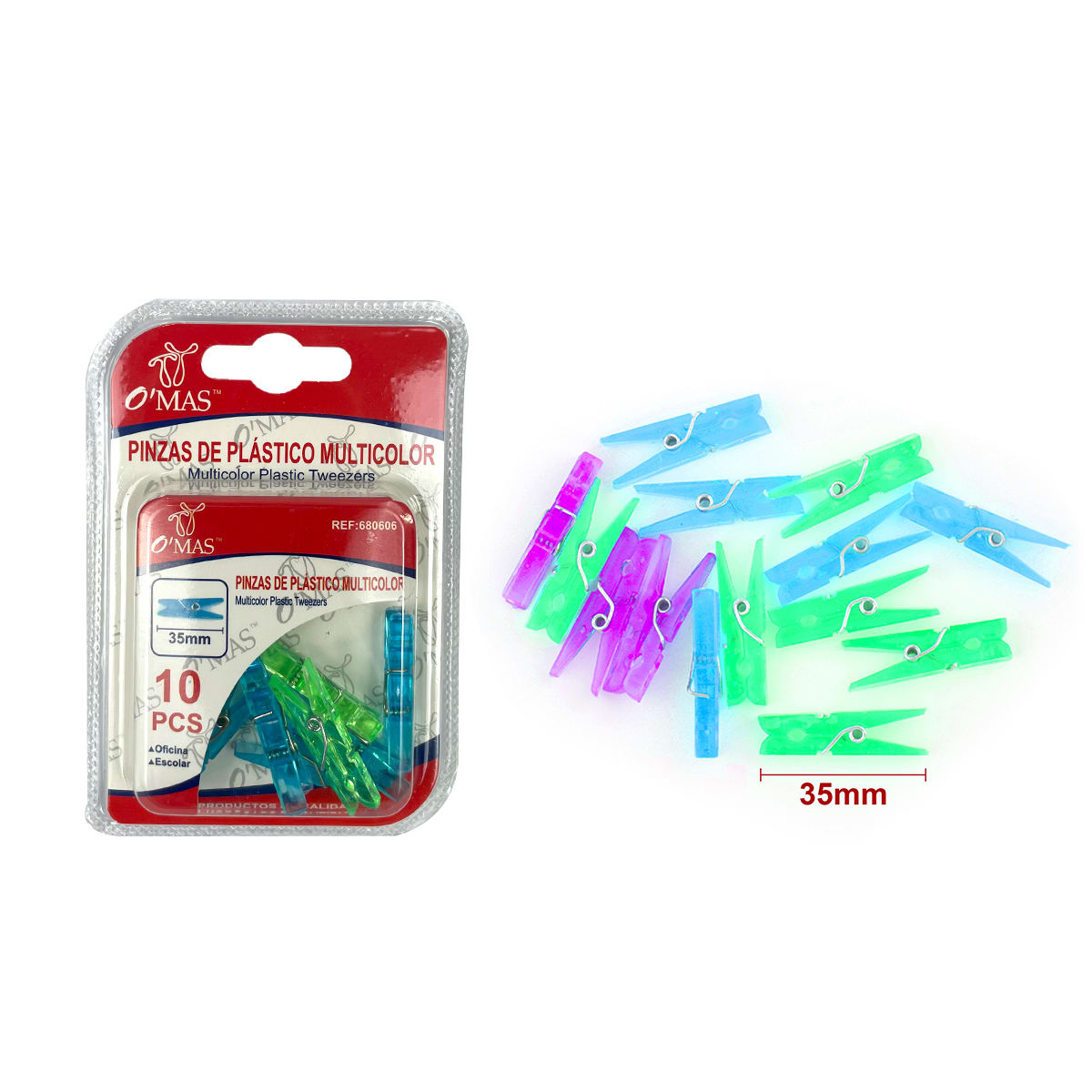 PINZAS DE PLASTICO MULTICOLOR 35 MM 10 PCS 1
