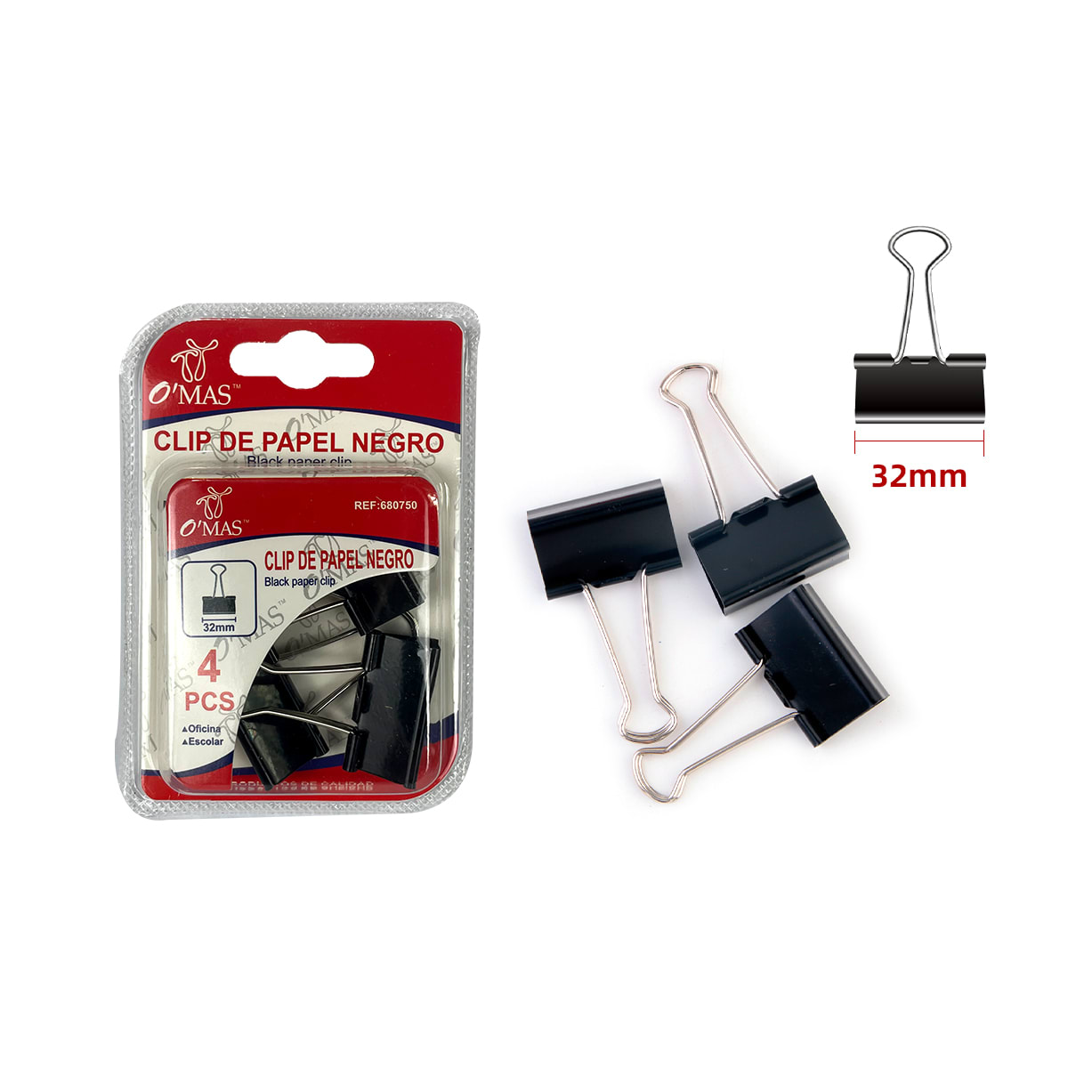 CLIP DE PAPEL NEGRO 32MM 4 PCS 1
