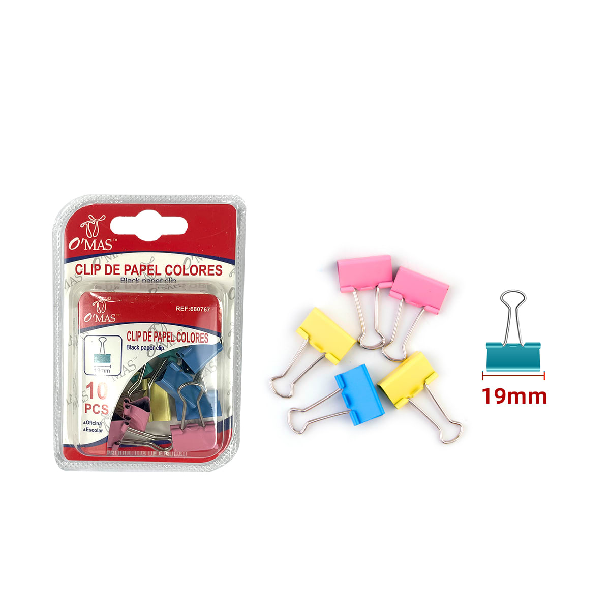 CLIP DE PAPEL COLORES 19MM 10 PCS1