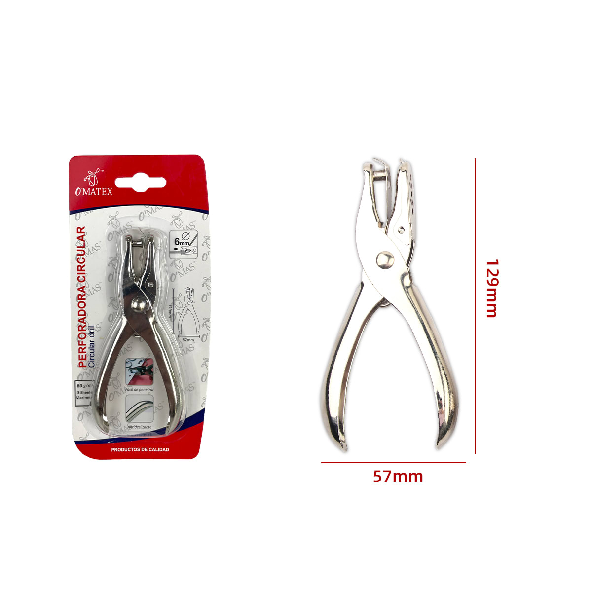 PERFORADORA CIRCULAR PLATEADA METAL 12.9X5.7CM 2