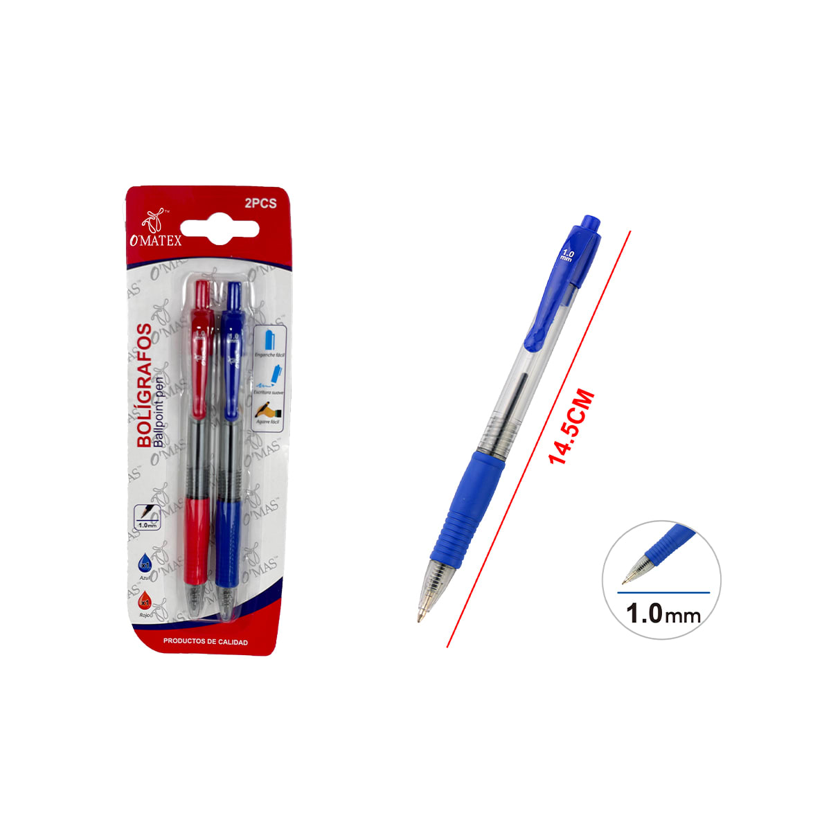 BOLIGRAFOS TINTA AZUL/ROJO 2 PCS 1MM 2