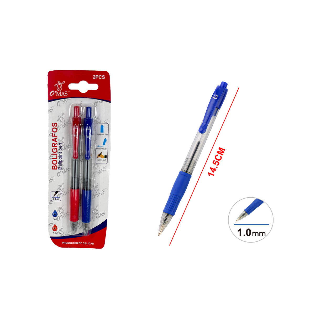 BOLIGRAFOS TINTA AZUL/ROJO 2 PCS 1MM  0