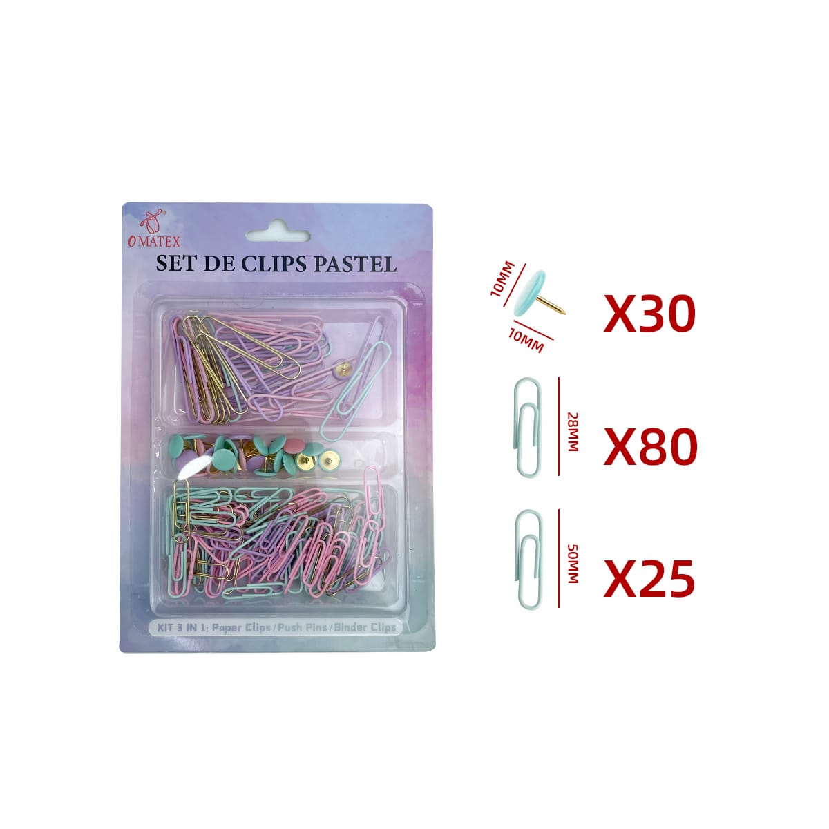 SET DE CLIPS COLORES PASTEL 0