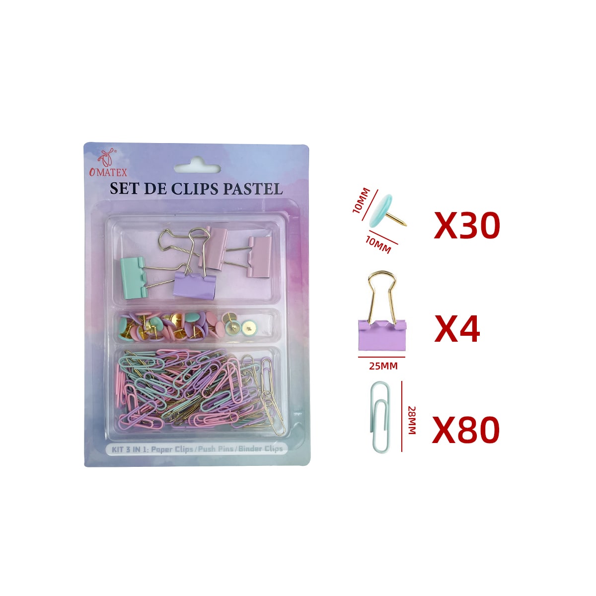SET DE CLIPS COLORES SURTIDOS PASTEL 0