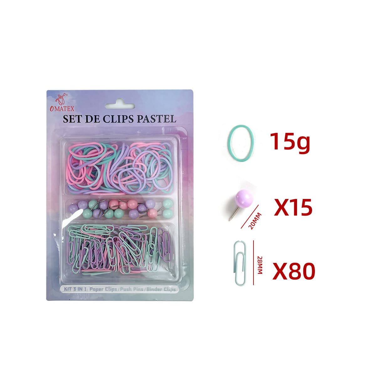 SET DE CLIPS PASTEL PARA ESTUDIANTES Y OFICINA 0