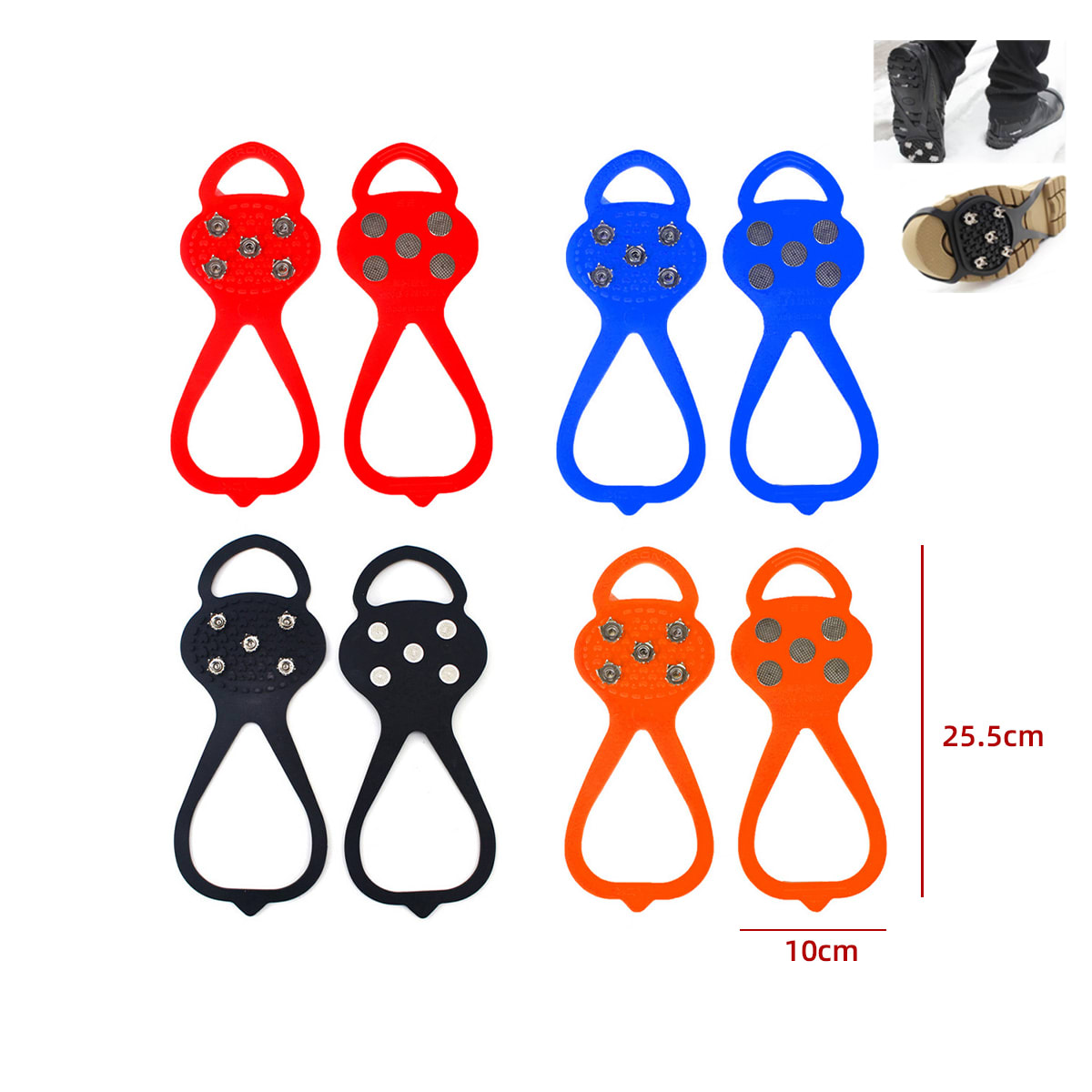 CRAMPONES PARA NIEVE DE SILICONA 25.5X10CM | 12 UNID 0