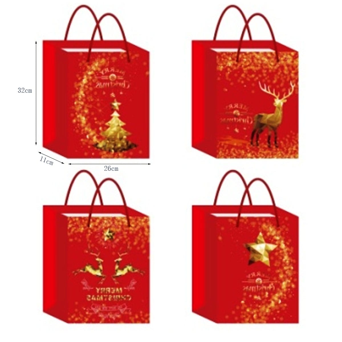 BOLSA DE REGALO NAVIDAD FONDO BLANCO ADORNOS 32X26X11CM | 12 UNID2