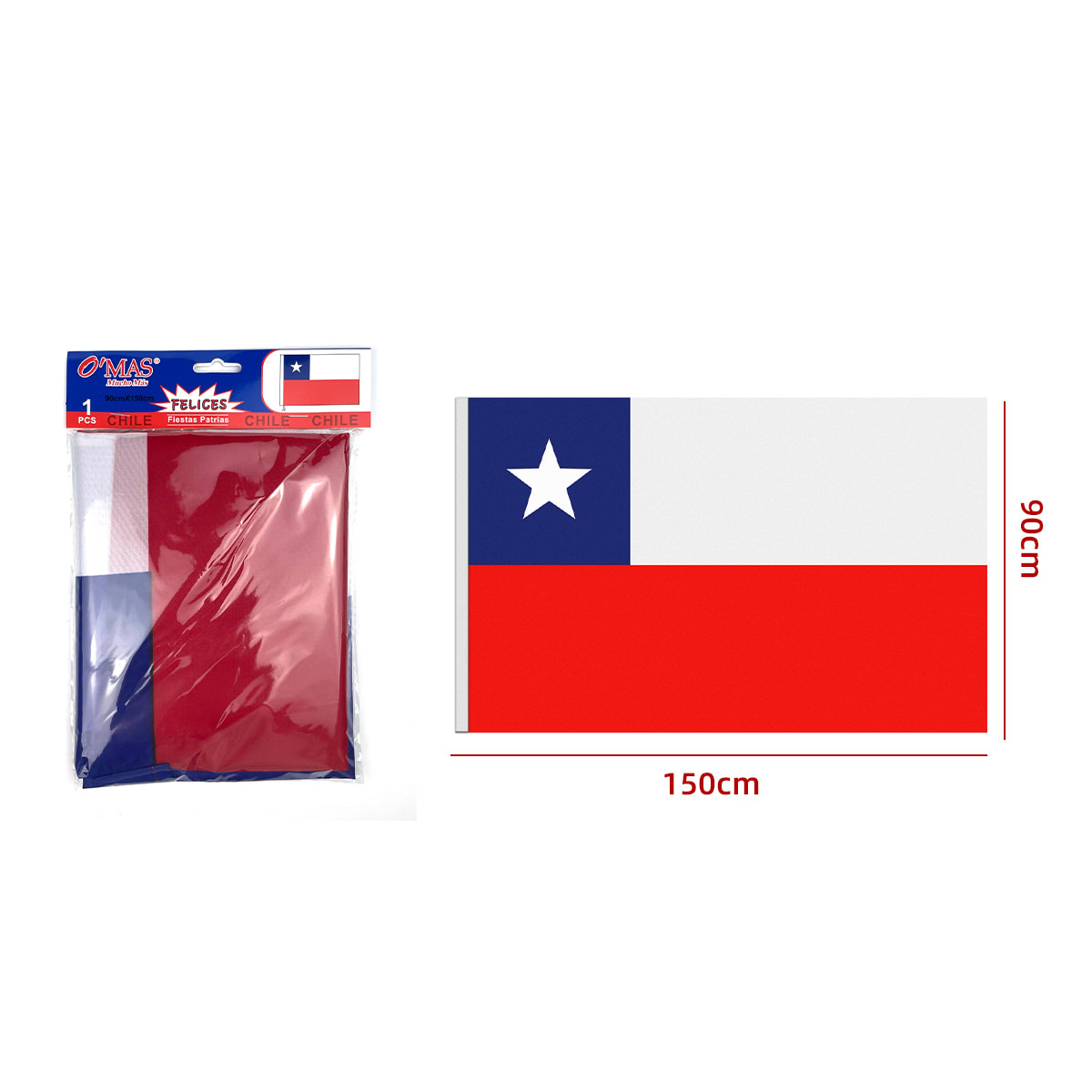 BANDERA DE CHILE TELA 90X150CM 1