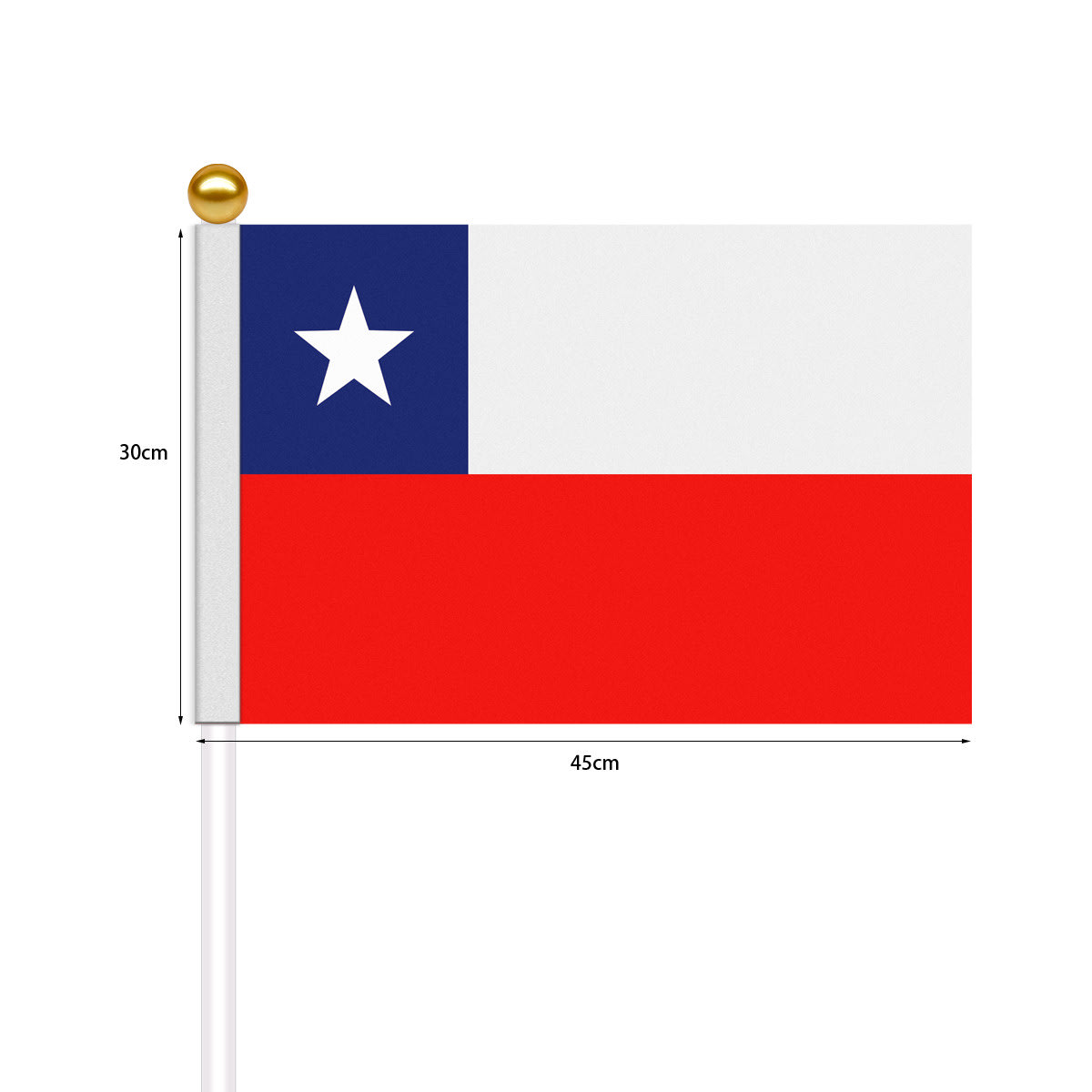 BANDERA CHILE DE TELA CON PALITO 30X45CM 1
