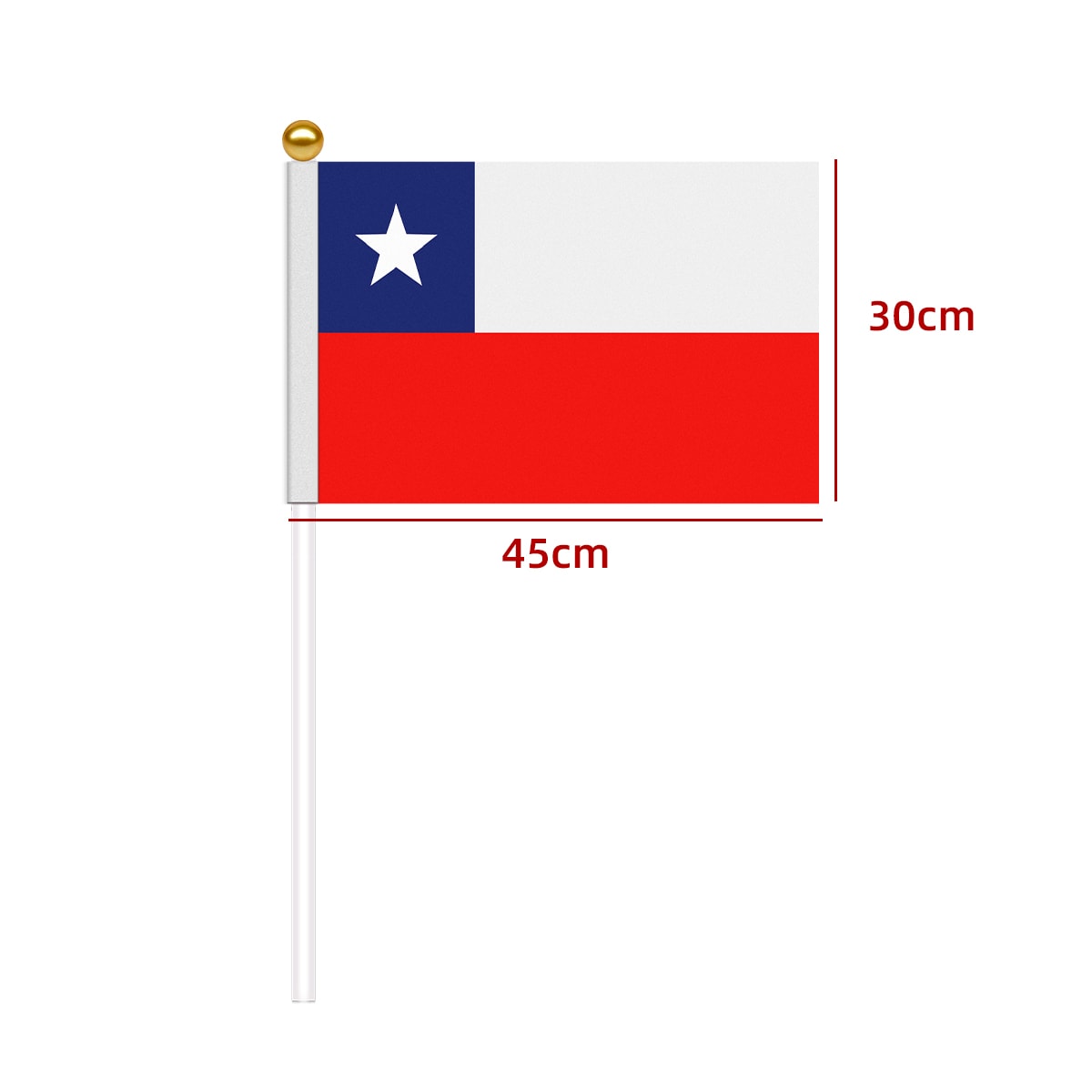 BANDERA CHILE DE TELA CON PALITO 30X45CM1