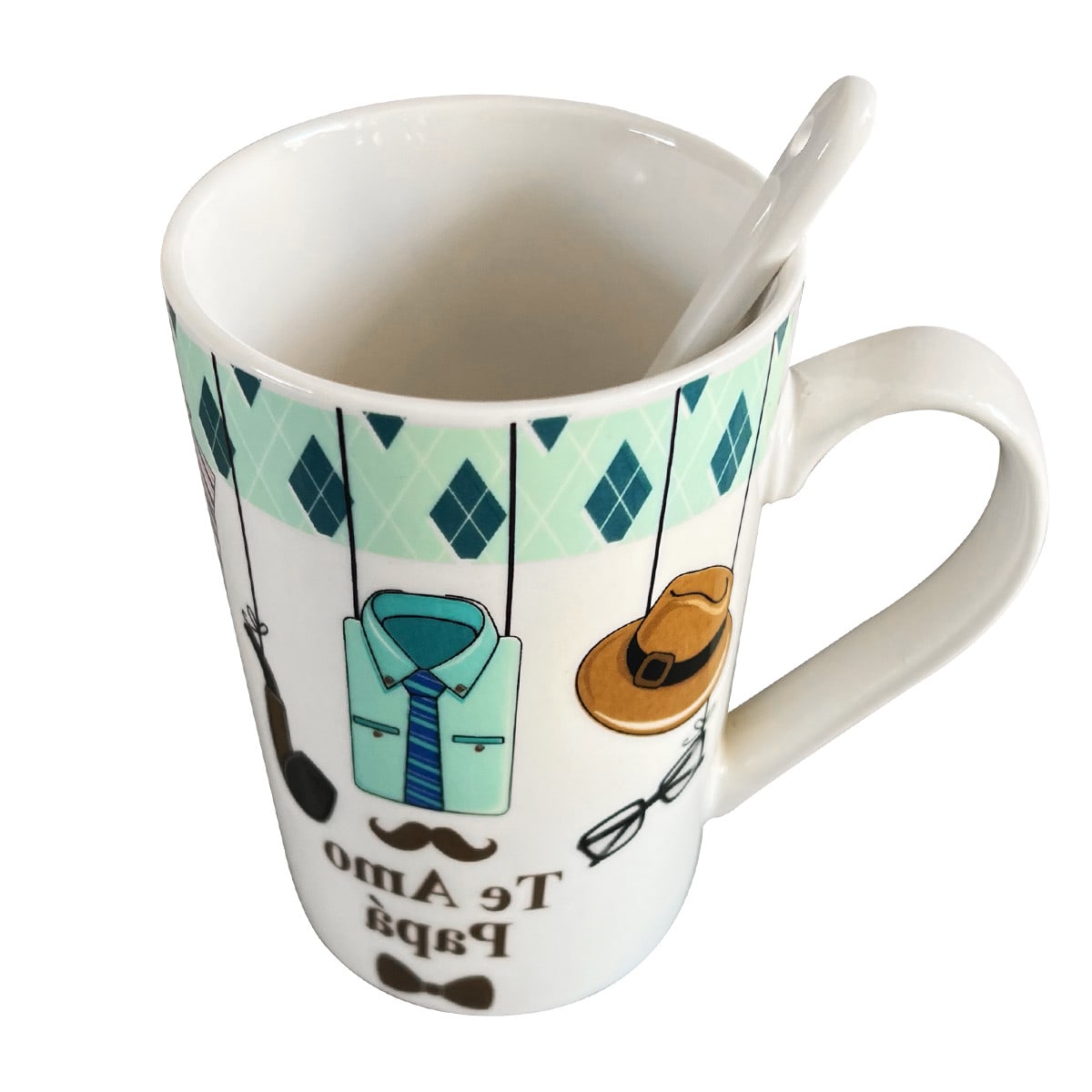 TAZA DE CERAMICA DIA DEL PADRE CON CUCHARITA 400ML | 12 UNID5