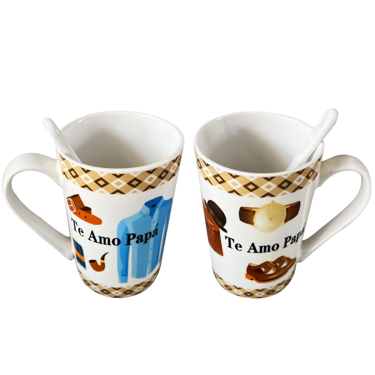 TAZA DE CERAMICA DIA DEL PADRE ESTAMPADO CON CUCHARITA 400ML | 12 UNID4
