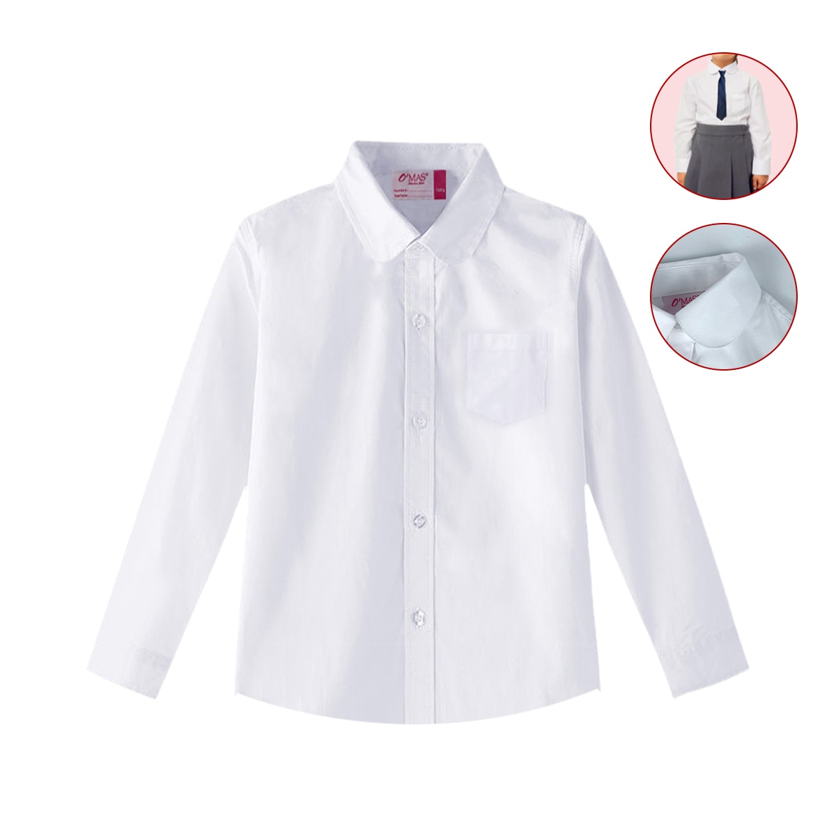 BLUSA ESCOLAR BLANCA NIÑA TALLA 6/8/10/12 2