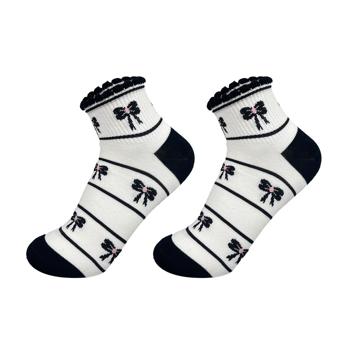 CALCETINES DE MUJER FLORES/NEGRO SIN REMARRADO ALGODÓN | 12 UNID2