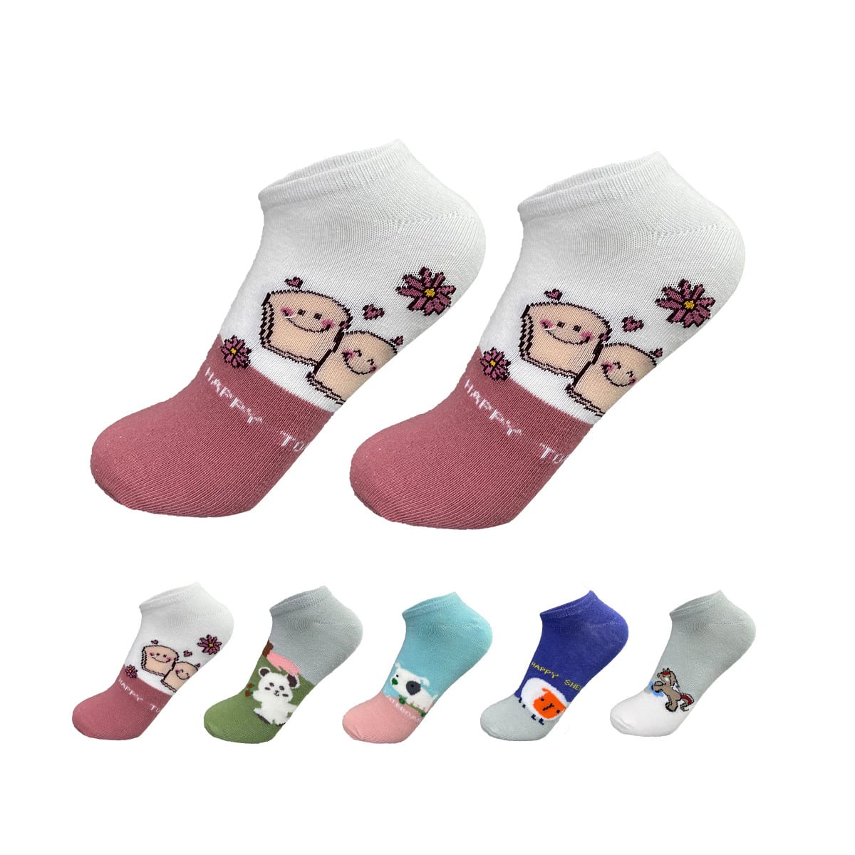 CALCETINES DE MUJER CORTE TOBILLO OSO/OVEJA/CABALLO | 12 UNID 0