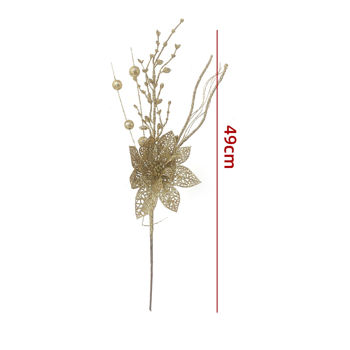 FLORES ARTIFICIALES NAVIDEÑAS BRILLANTES 49CM2