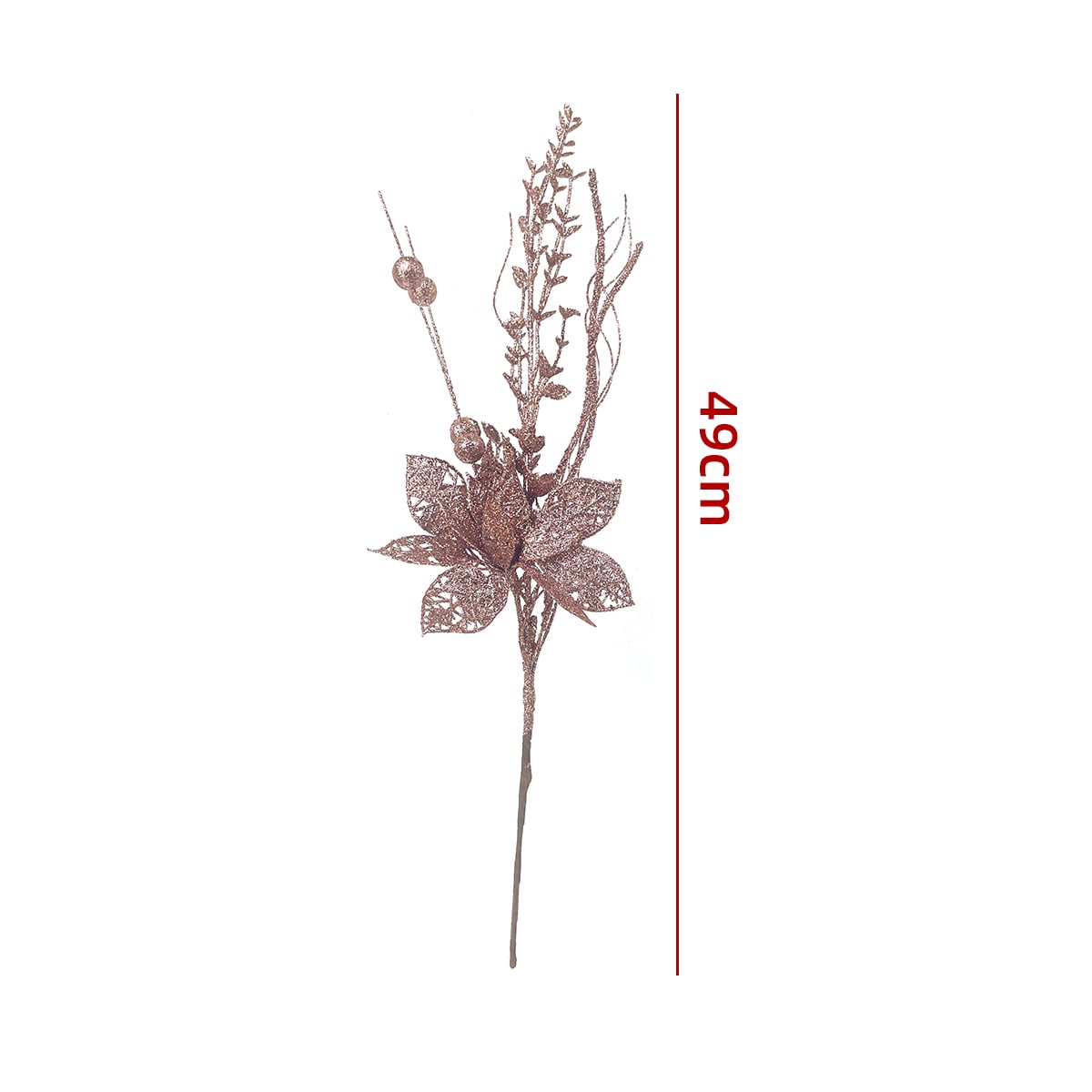 FLORES ARTIFICIALES NAVIDEÑAS BRILLANTES 49CM3
