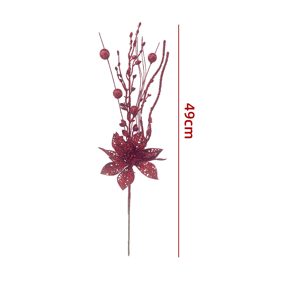 FLORES ARTIFICIALES NAVIDEÑAS BRILLANTES 49CM4
