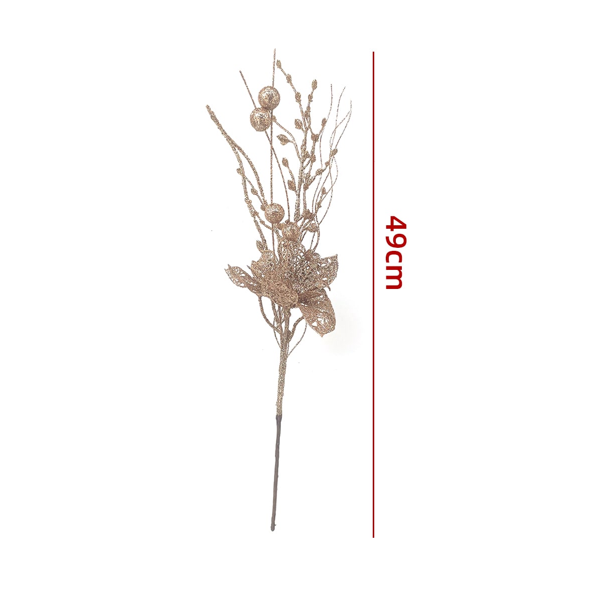 FLORES ARTIFICIALES NAVIDEÑAS BRILLANTES 49CM5