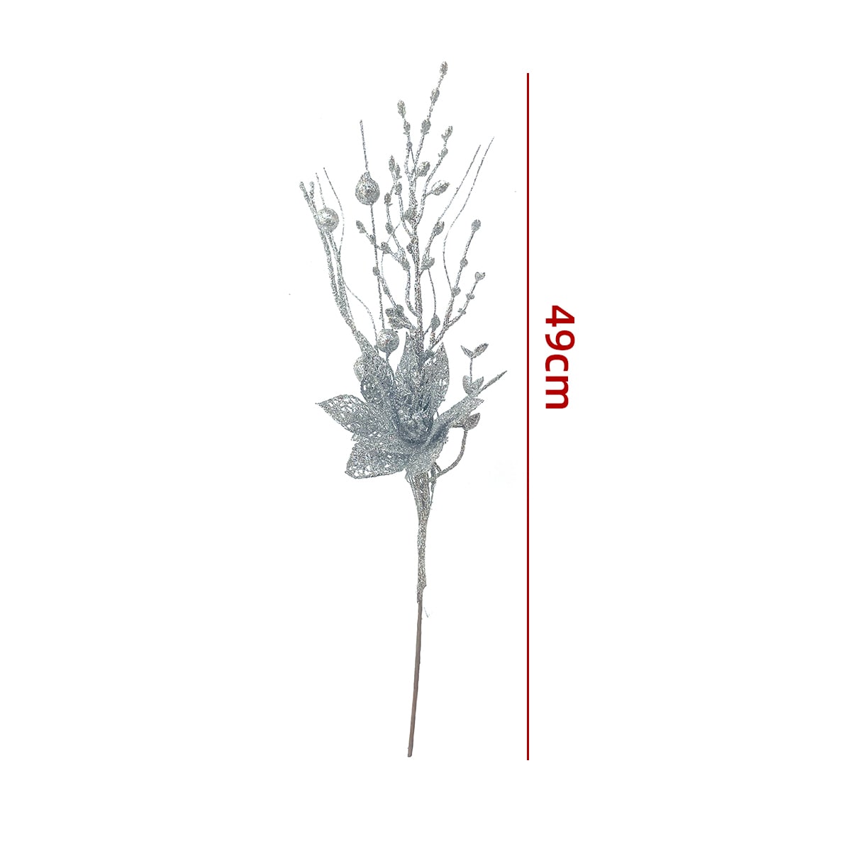 FLORES ARTIFICIALES NAVIDEÑAS BRILLANTES 49CM6