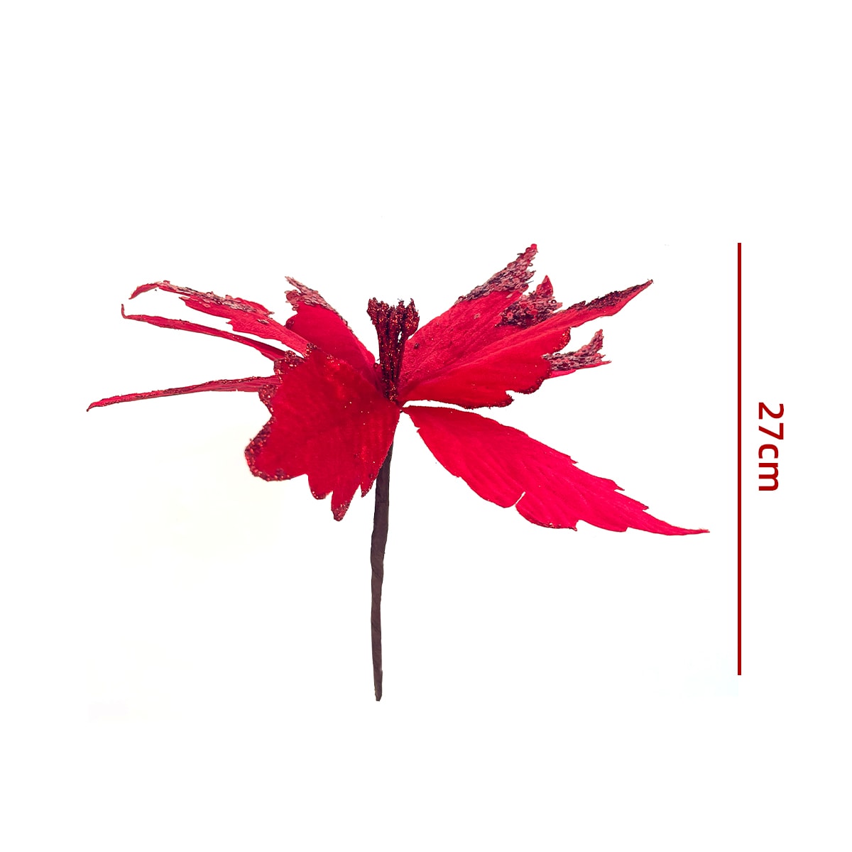 FLORES ARTIFICIALES NAVIDEÑAS BRILLANTES 27CM6