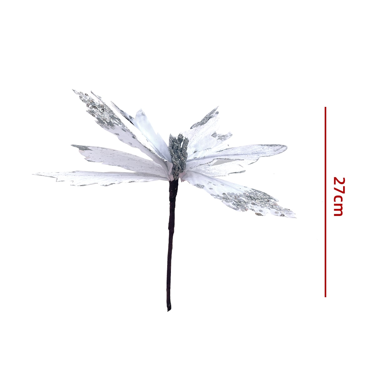 FLORES ARTIFICIALES NAVIDEÑAS BRILLANTES 27CM1