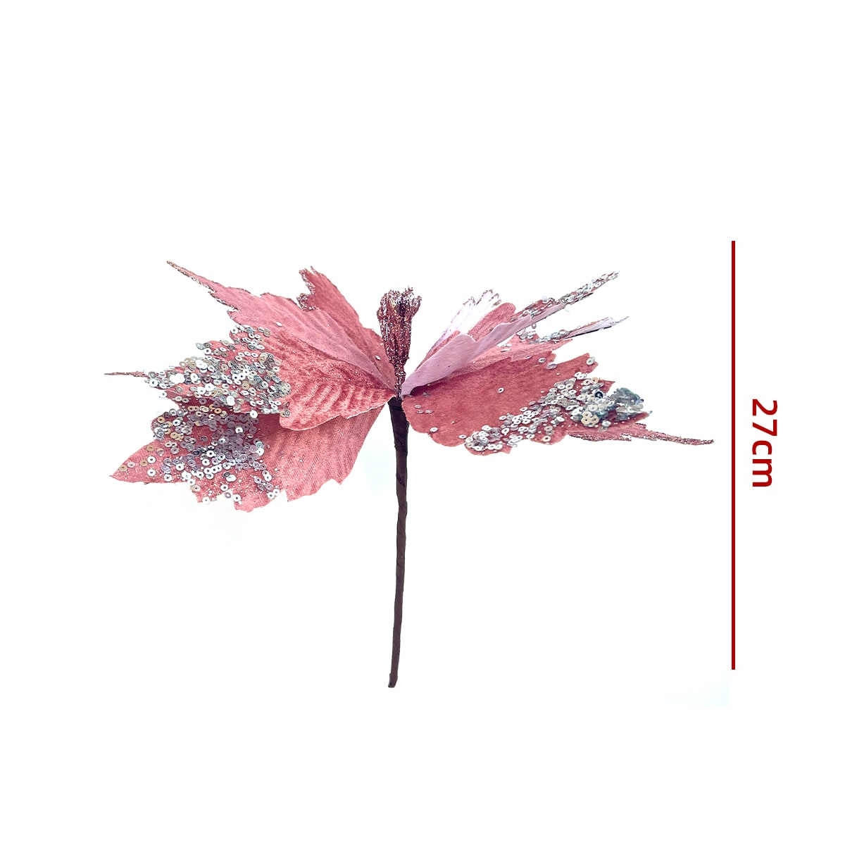 FLORES ARTIFICIALES NAVIDEÑAS BRILLANTES 27CM2