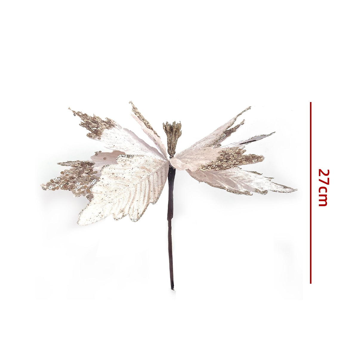 FLORES ARTIFICIALES NAVIDEÑAS BRILLANTES 27CM3