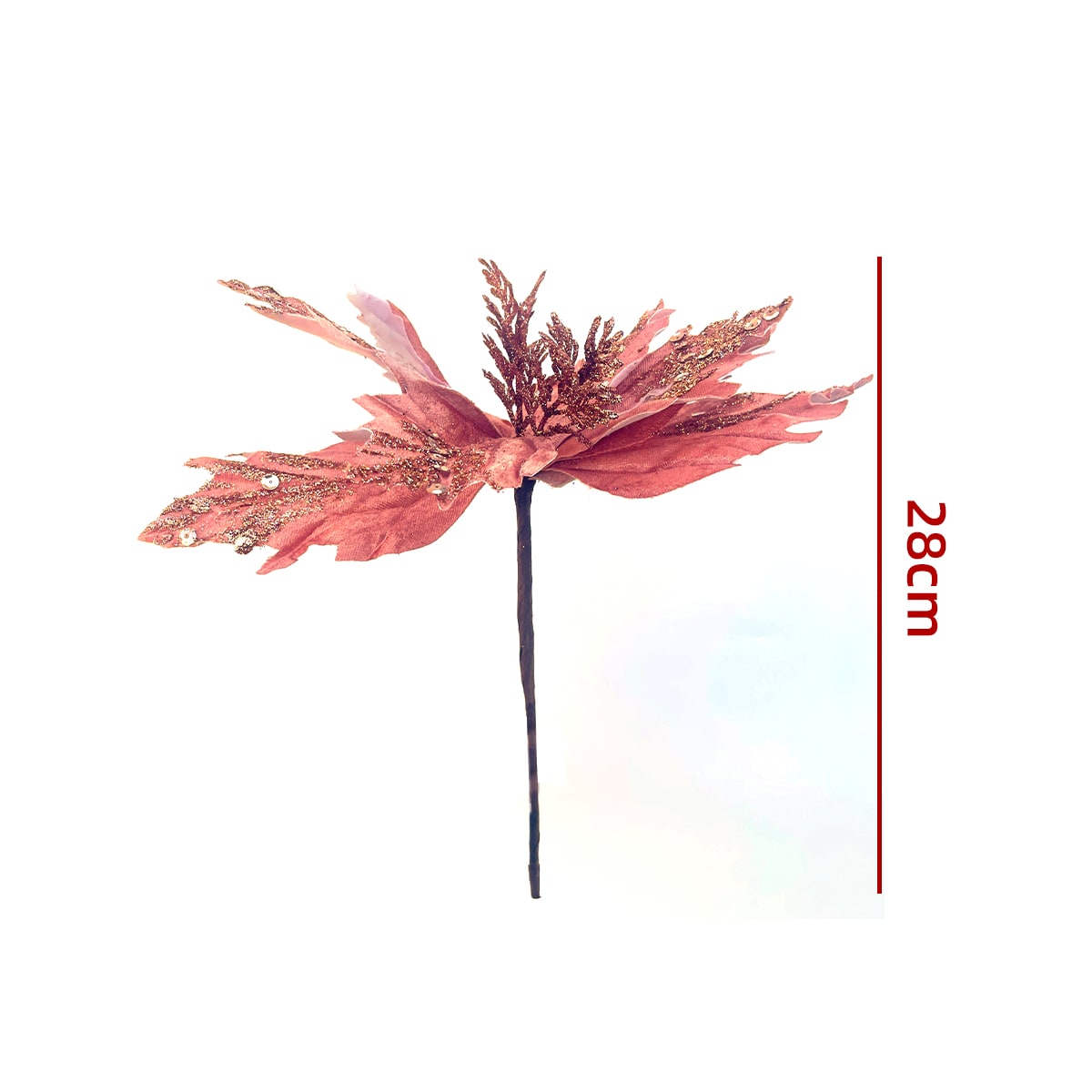 FLORES ARTIFICIALES NAVIDEÑAS BRILLANTES 28CM2