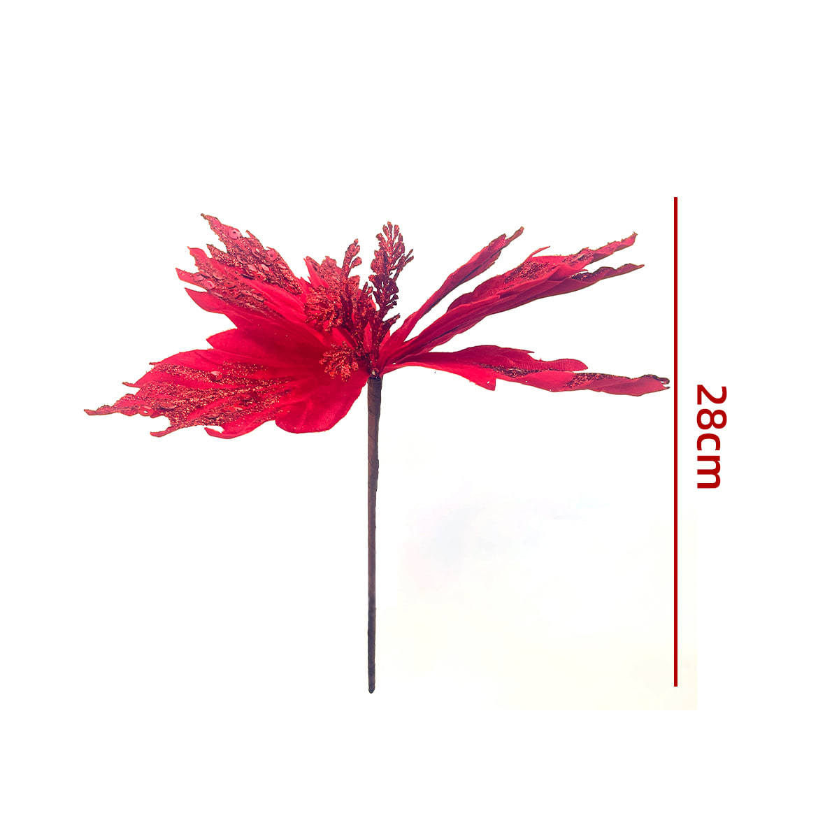 FLORES ARTIFICIALES NAVIDEÑAS BRILLANTES 28CM4