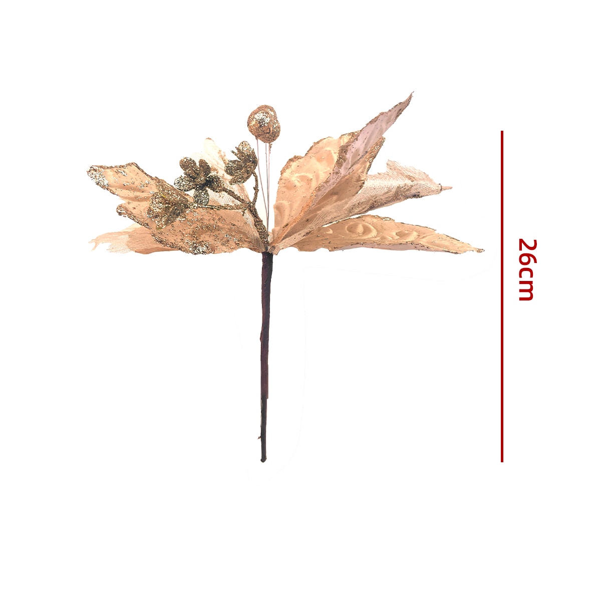 FLORES ARTIFICIALES NAVIDEÑAS BRILLANTES 26CM2