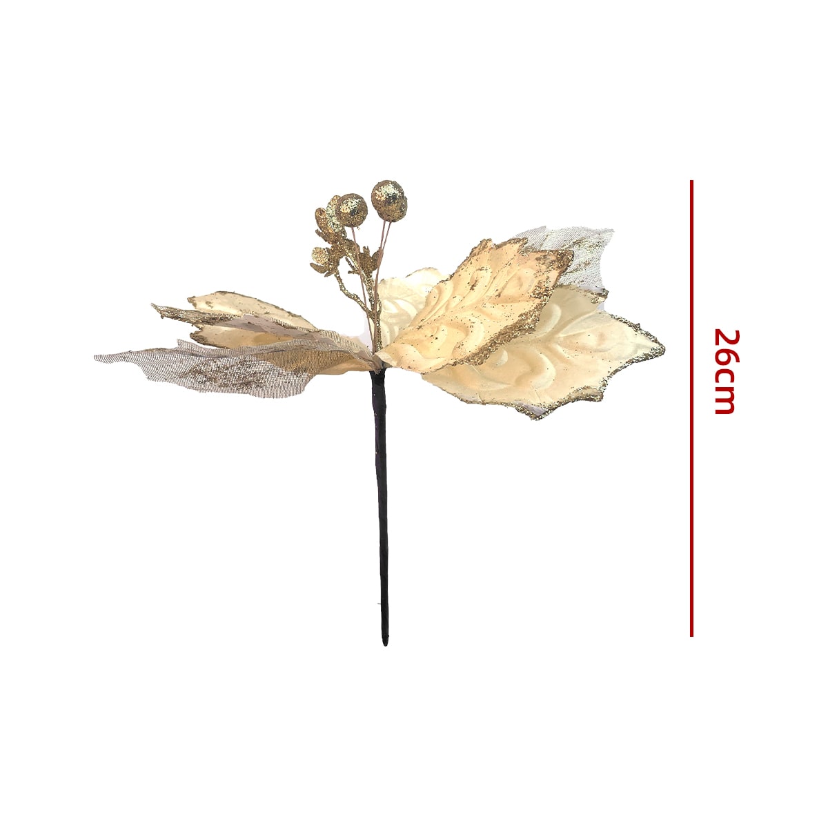 FLORES ARTIFICIALES NAVIDEÑAS BRILLANTES 26CM3