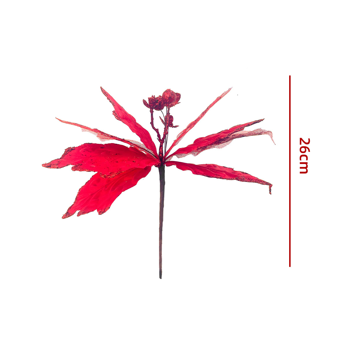 FLORES ARTIFICIALES NAVIDEÑAS BRILLANTES 26CM4