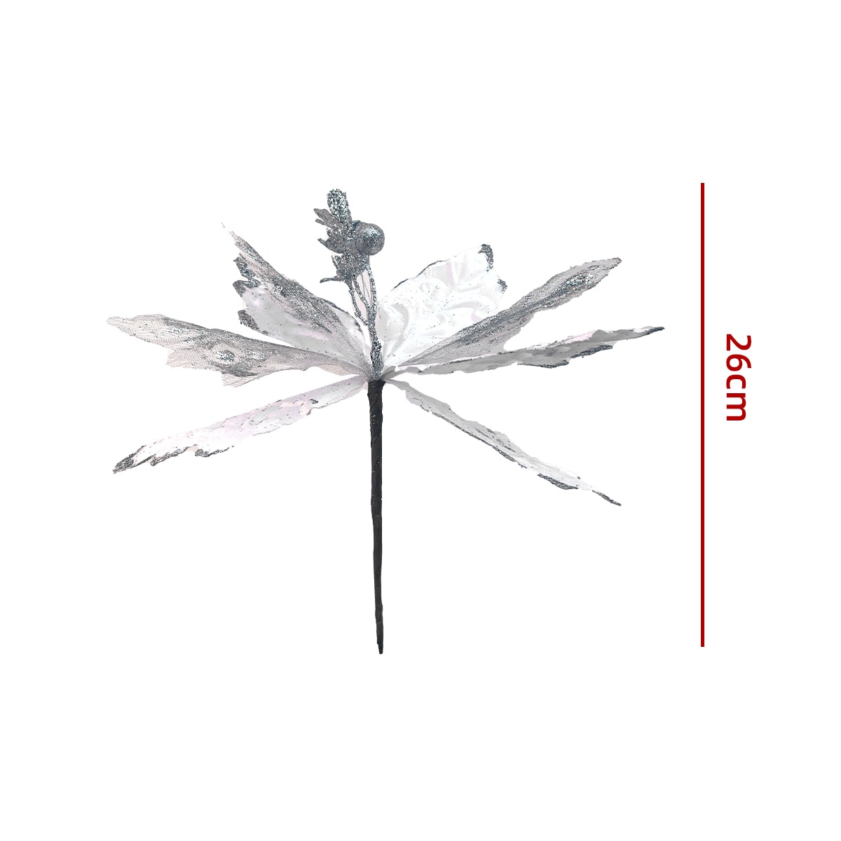 FLORES ARTIFICIALES NAVIDEÑAS BRILLANTES 26CM5