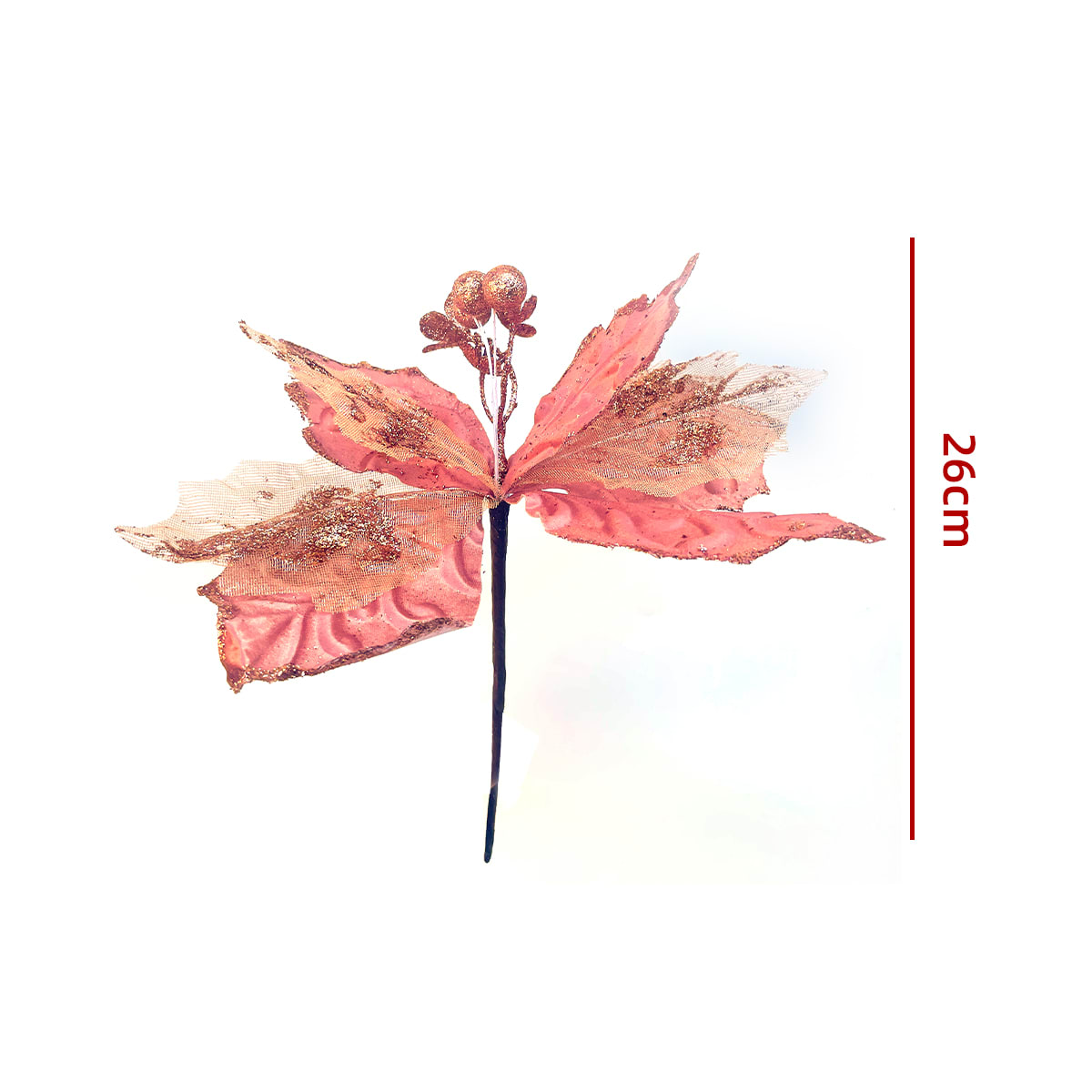 FLORES ARTIFICIALES NAVIDEÑAS BRILLANTES 26CM6