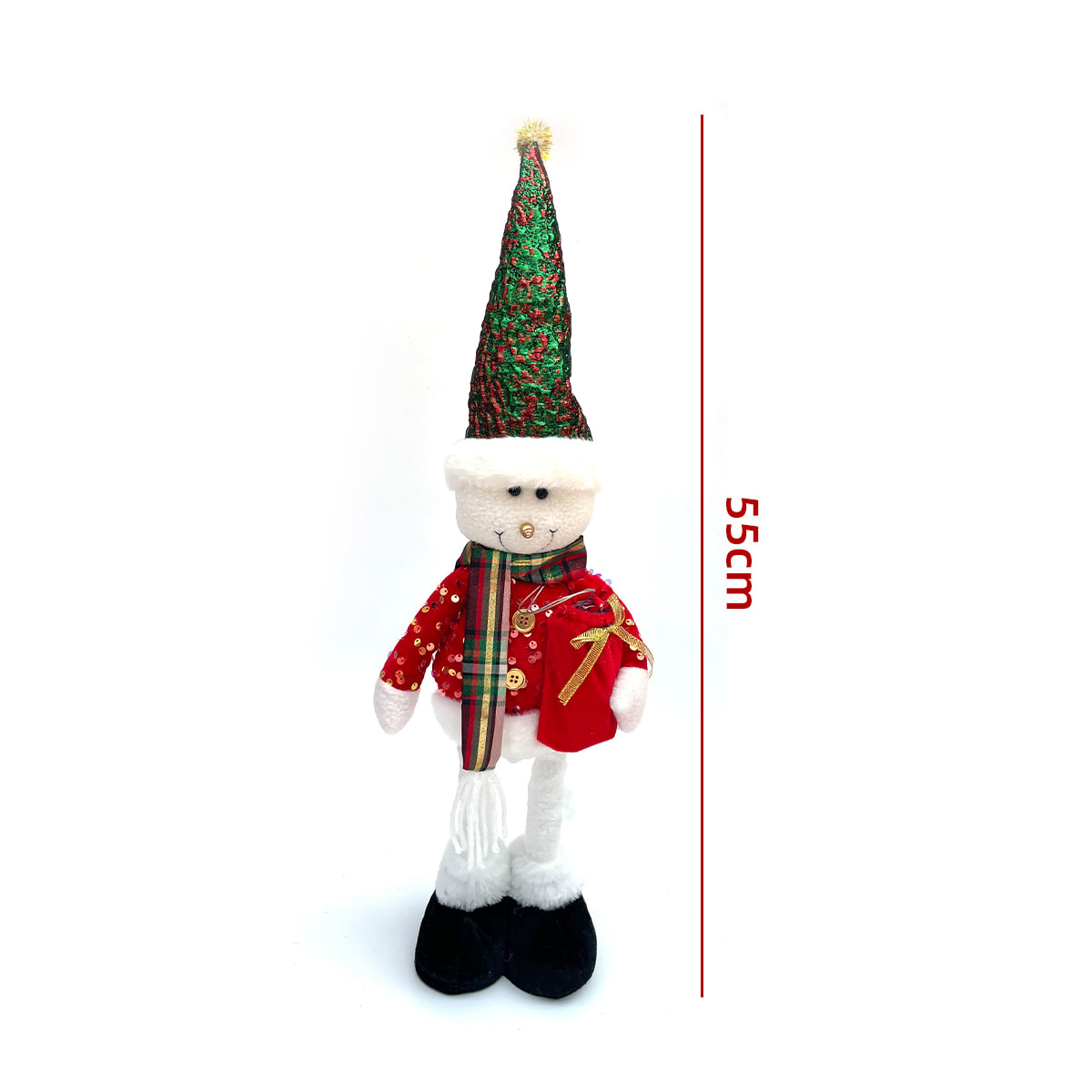 MUÑECO DE NAVIDAD PATAS LARGAS RETRATIL CON LUCES Y SONIDO 55CM3
