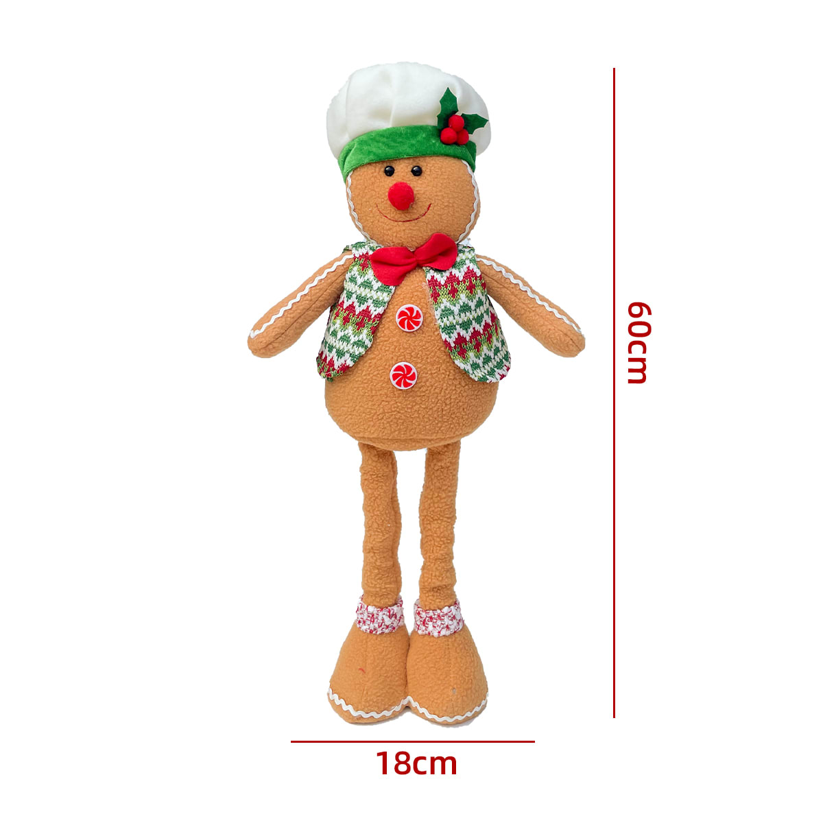 MUÑECO DE NAVIDAD PATAS LARGAS RETRATIL GALLETA JENGIBRE 18X60CM2