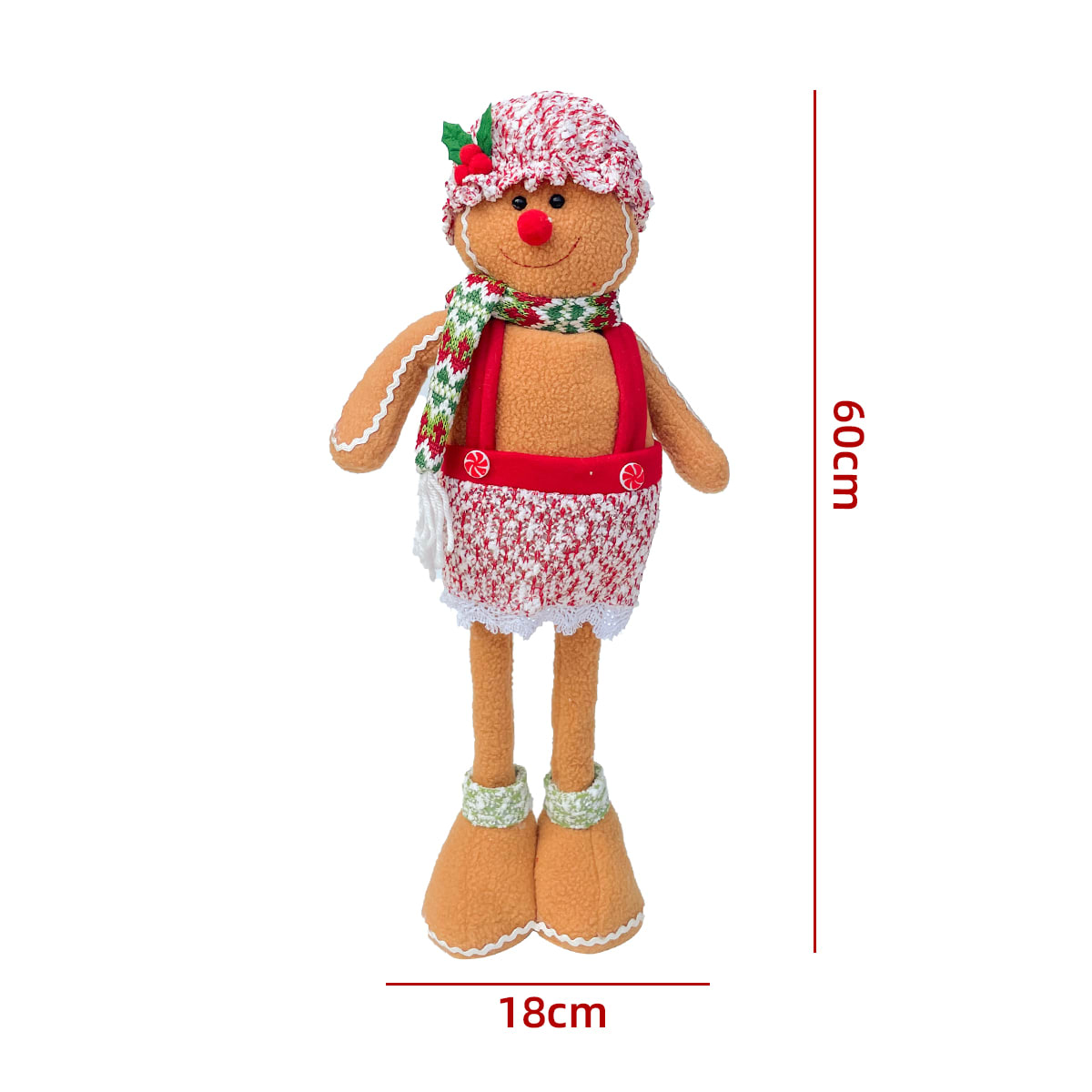 MUÑECO DE NAVIDAD PATAS LARGAS RETRATIL GALLETA JENGIBRE 18X60CM3