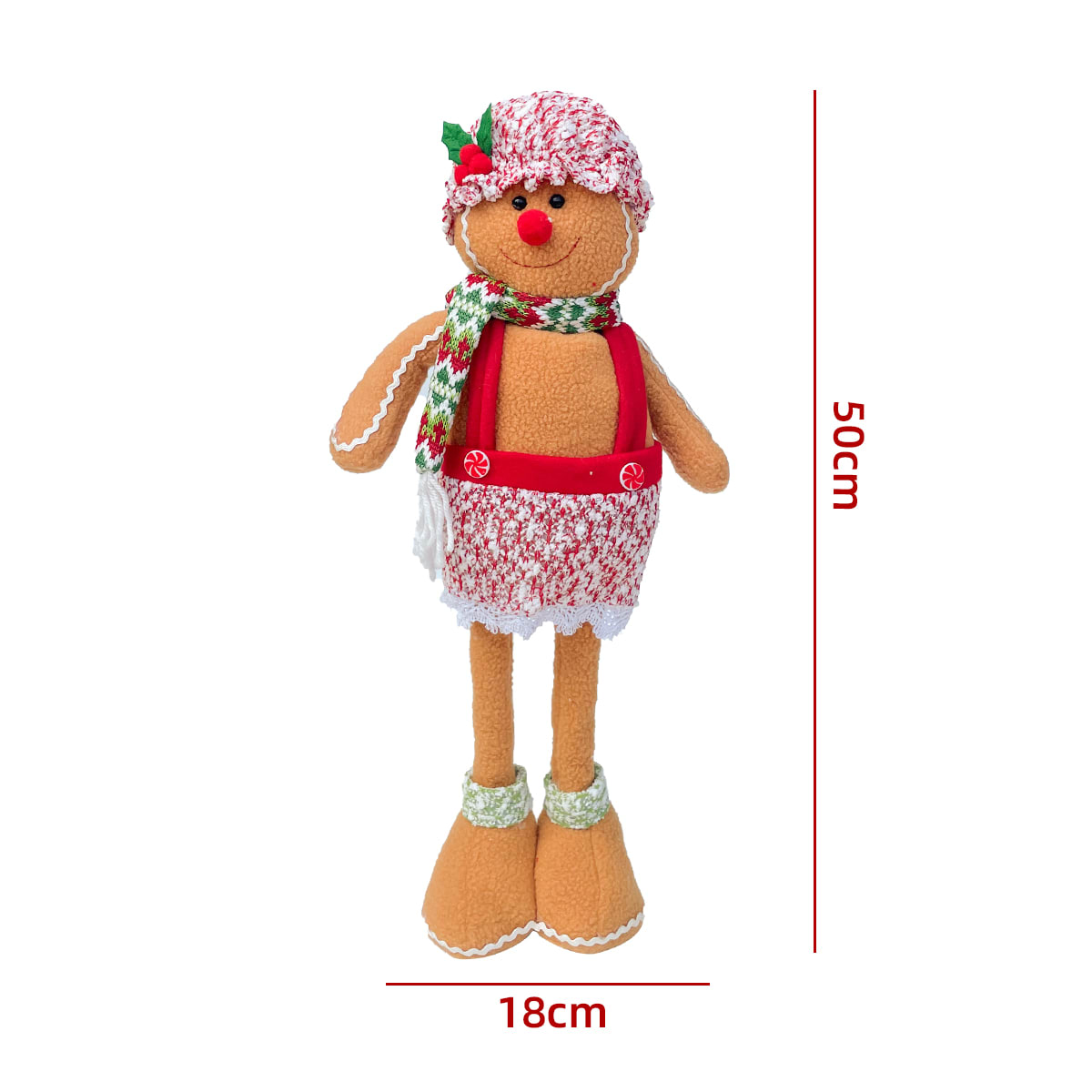 MUÑECO DE NAVIDAD PATAS LARGAS RETRATIL GALLETA JENGIBRE 18X50CM3
