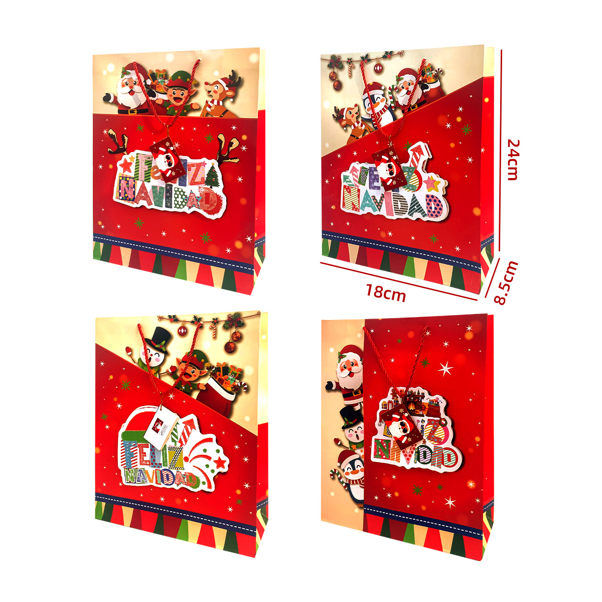 BOLSA DE REGALO FELIZ NAVIDAD 18X8.5X24CM2