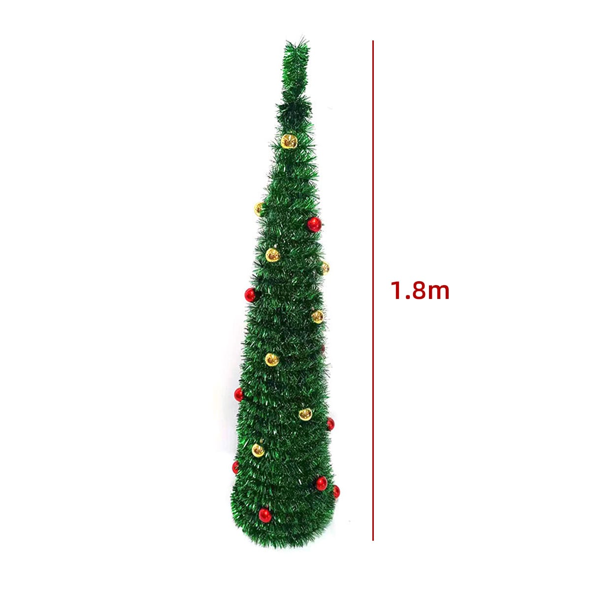 ARBOL DE NAVIDAD PLEGABLE COLORES SURTIDOS CON ESFERAS 1.8M2
