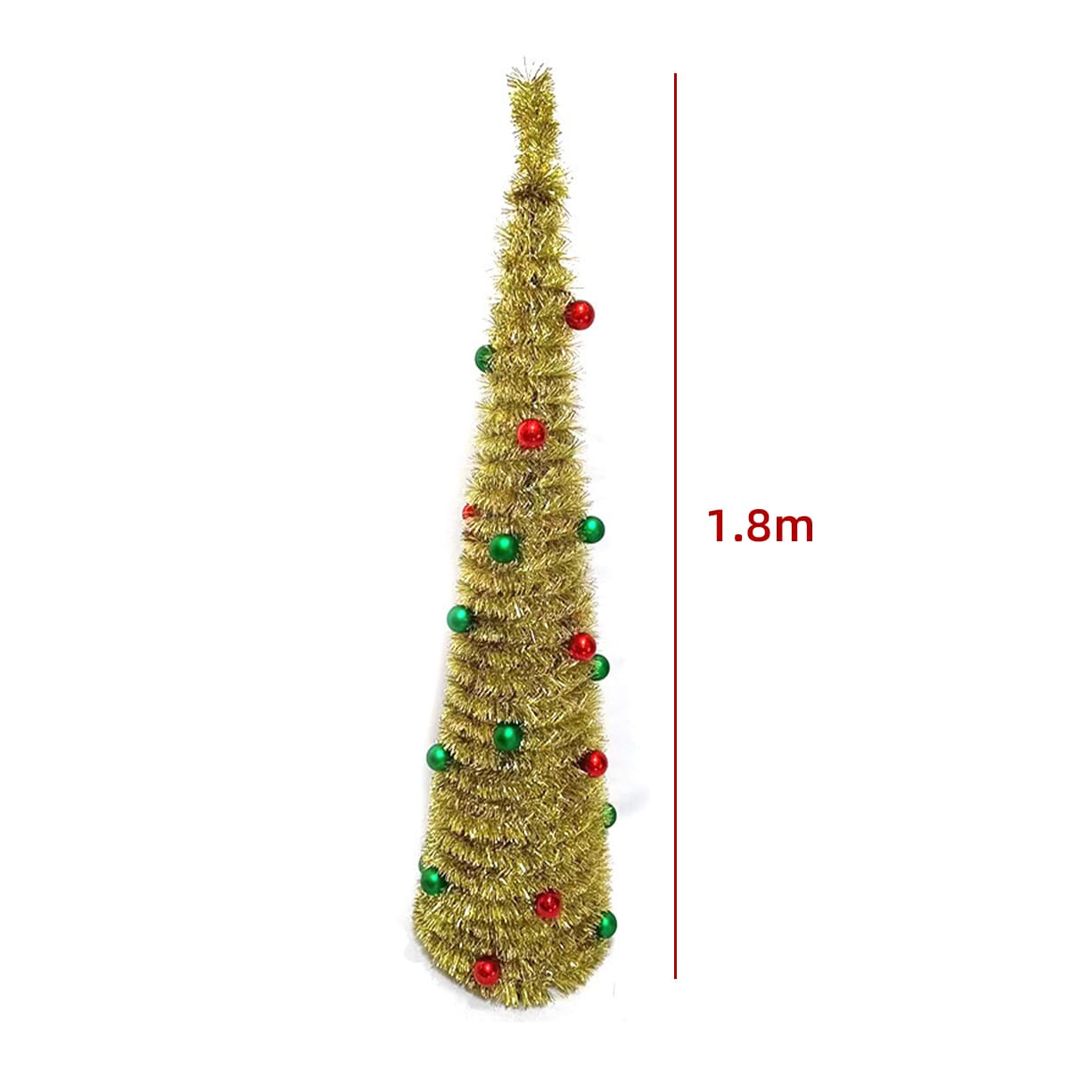 ARBOL DE NAVIDAD PLEGABLE COLORES SURTIDOS CON ESFERAS 1.8M4