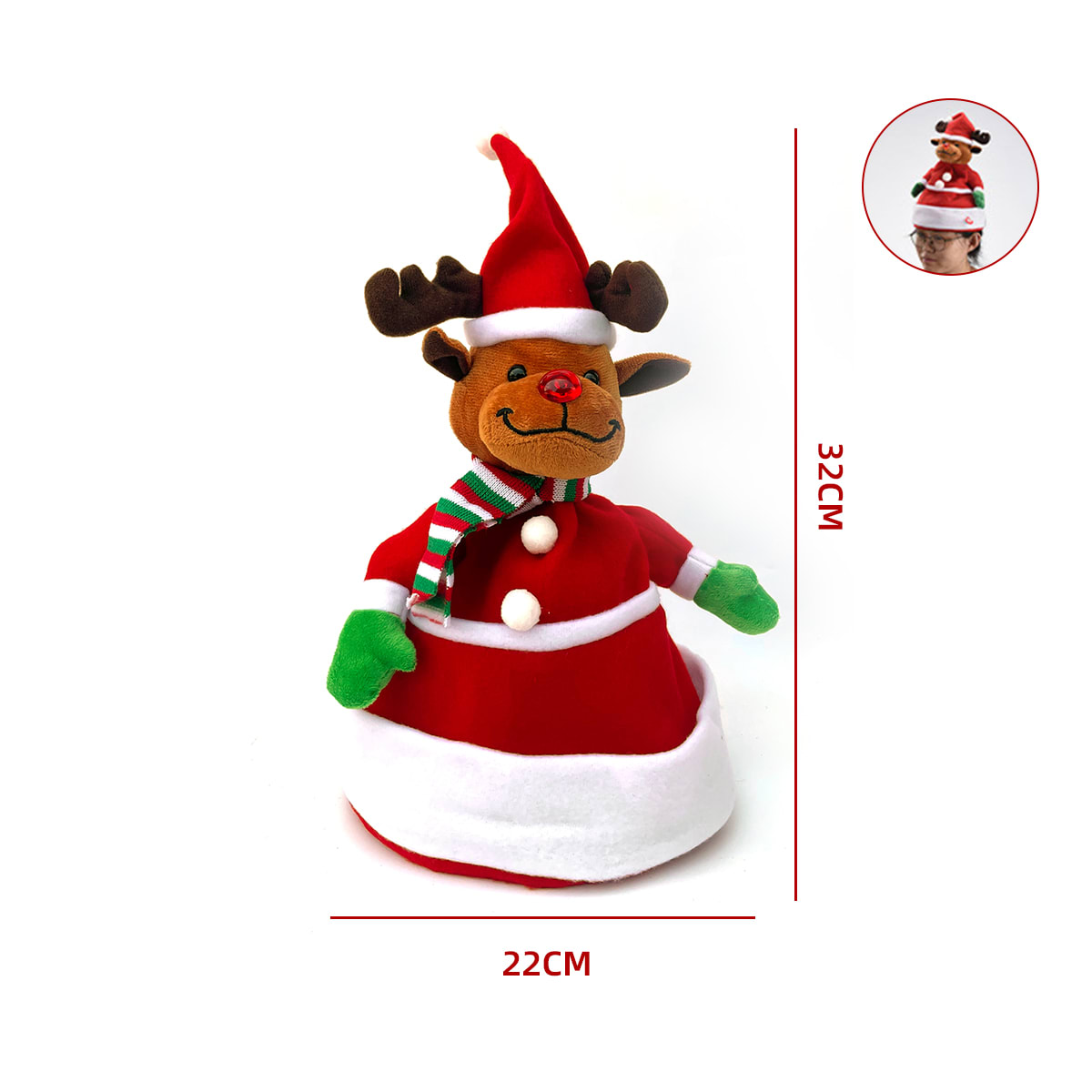 GORRO MUÑECO BAILARIN CON LUCES Y SONIDO3