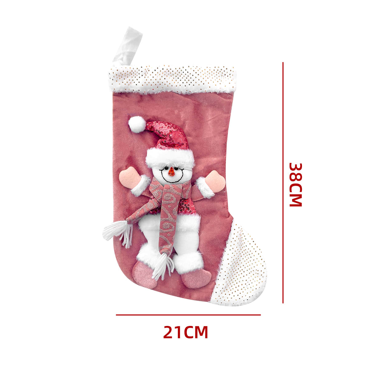 BOLSA DE NAVIDAD BOTA ROSADO 21X38CM3