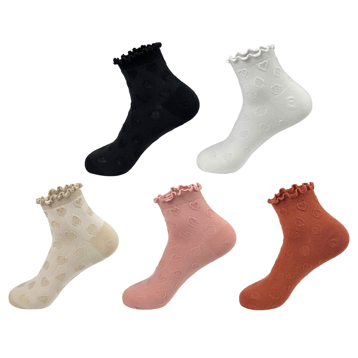 CALCETINES DE MUJER CORTE TOBILLO ALGODÓN CORAZONES  0