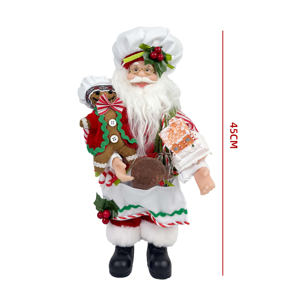 FIGURA DECORATIVA NAVIDEÑA VIEJO PASCUERO CHEF 45 cm1
